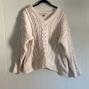 UNIVERSAL THREAD Cable Knit Cream Cropped Sweater XLARGE